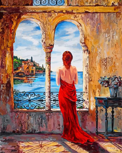 Lady Looking Out Of Window Paint By Number.png