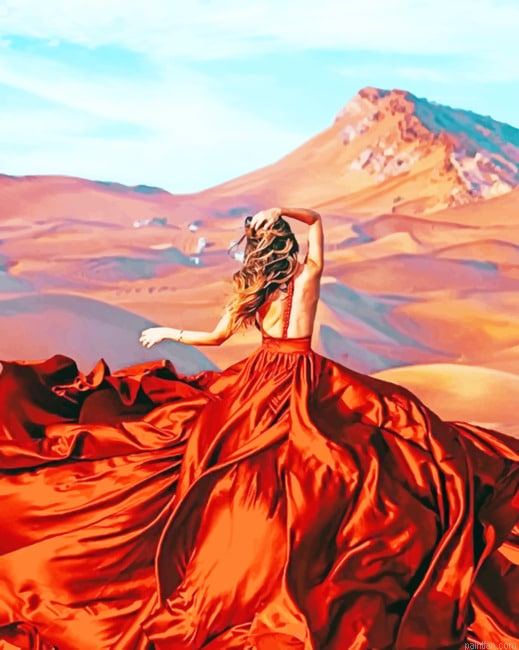 Lady Wearing Flowy Dress In Desert New Paint By Numbers.png