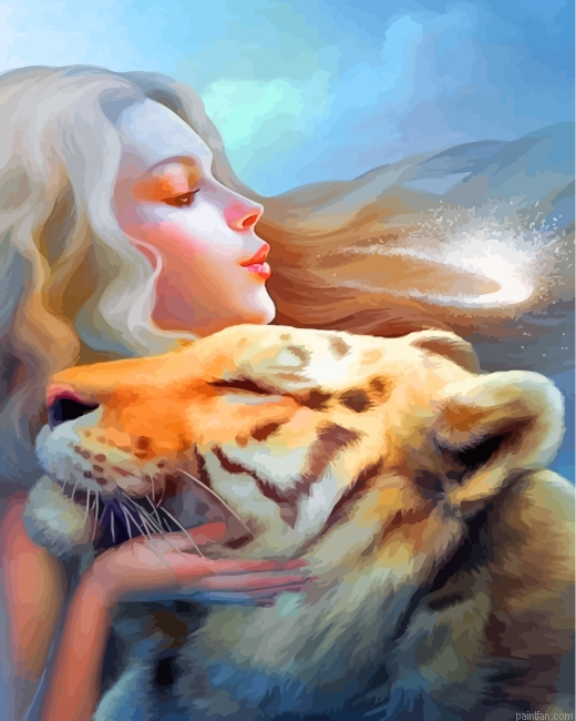 Lady With Tiger Paint By Number.png