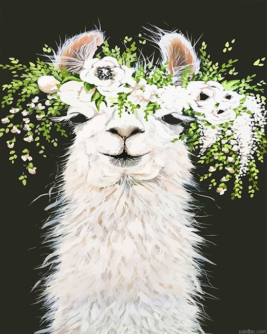 Lama With Flowers New Paint By Number.png