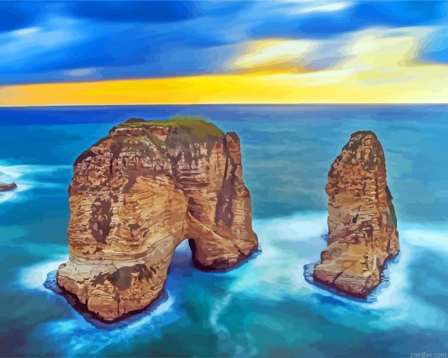Lebanon Raouche Rocks Paint By Numbers.png