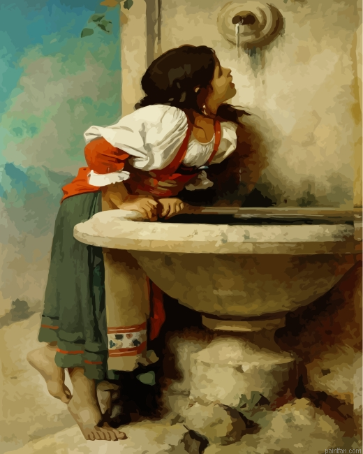 Leon Bonnat Roman Girl At A Fountain Paint By Number.png