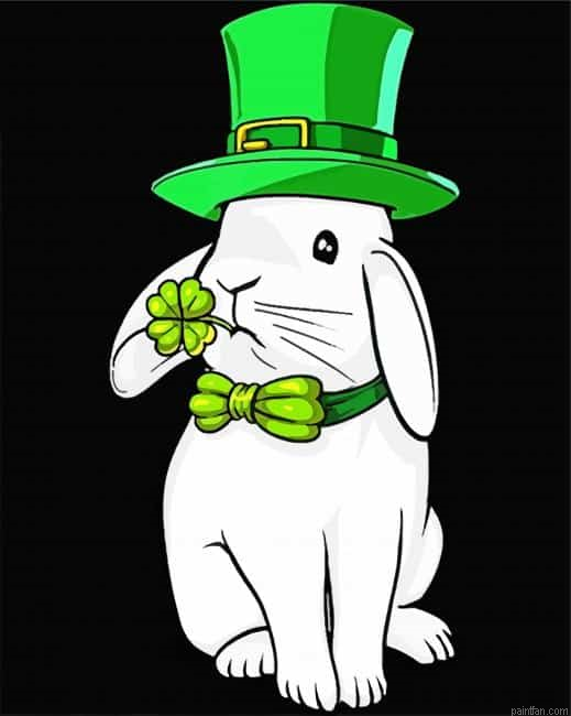 Leprechaun Rabbit With Hat Paint By Numbers.png