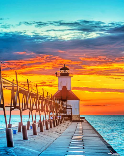 Lighthouse Sunset Paint By Number.png