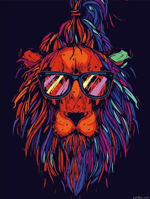 Lion Hipster Paint By Numbers.png