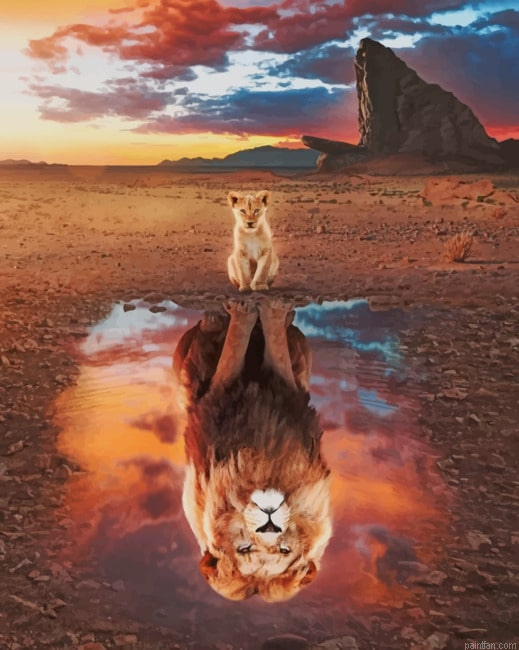 Lion Reflection In Water New Paint By Numbers.png