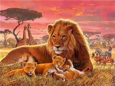 Lion With Cubs Paint By Numbers.png