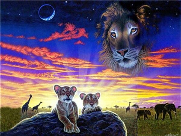 Lion And Cubs Paint By Numbers.png