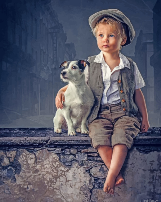 Little Boy And His Puppy Paint By Number.png