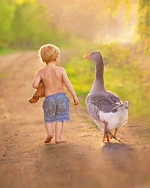 Little Boy With His Bird Friend New Paint By Numbers.png