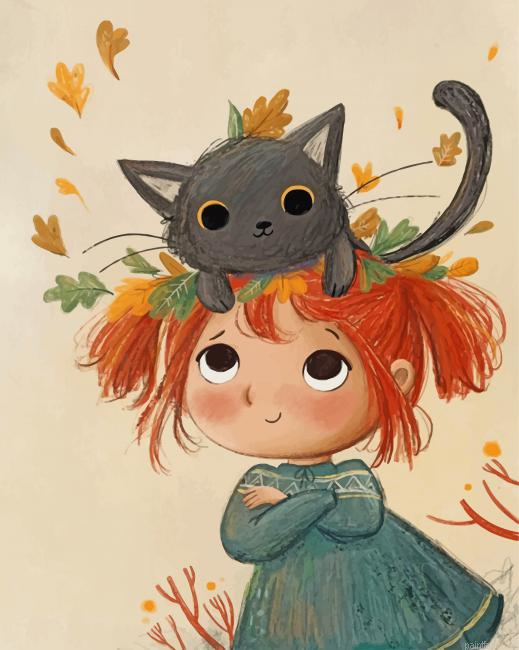 Little Girl And Cat Paint By Number.png
