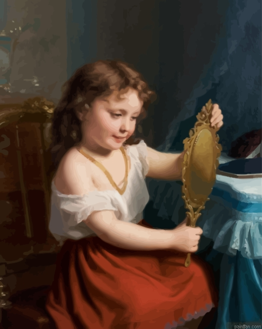 Little Girl And Mirror Paint By Numbers.png
