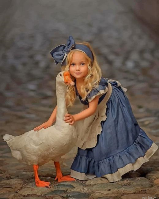 Little Girl With A White Duck New Paint By Numbers.png