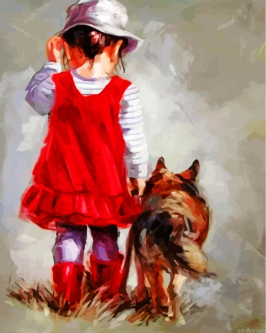 Little Girl With Her Dog Paint By Number.png
