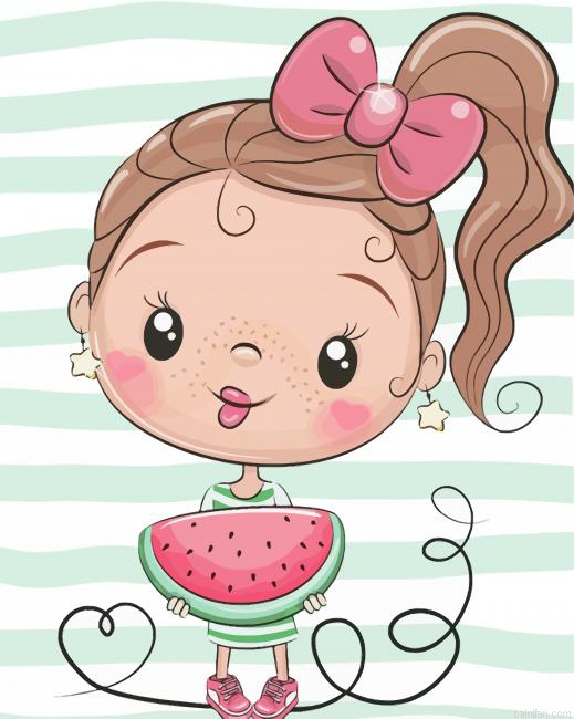 Little Girl With Watermelon Paint By Numbers.png