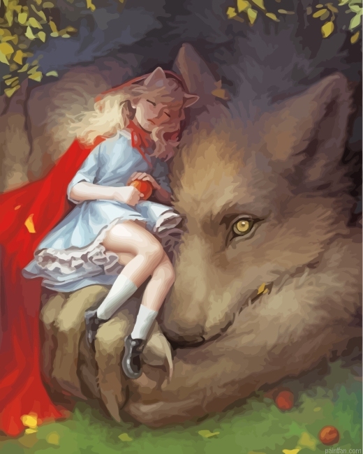 Little Girl With Wolf Paint By Number.png