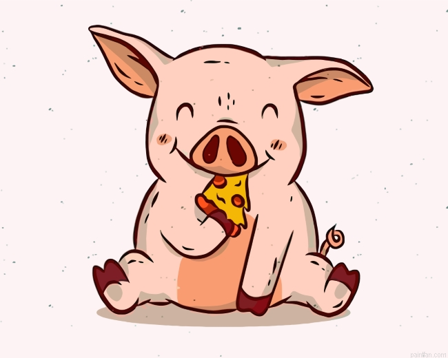 Little Pig Eating Pizza Paint By Number.png
