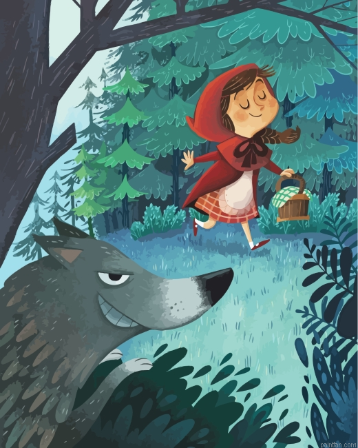 Little Red Riding Hood And Wolf Paint By Number.png