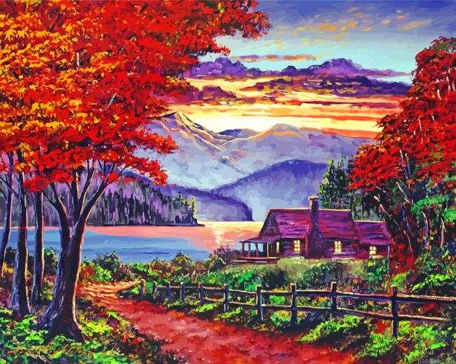 Lonely Cabin By Lake Paint By Number.png