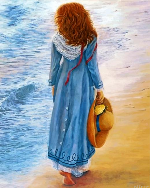 Lonely Woman On The Beach Paint By Number.png