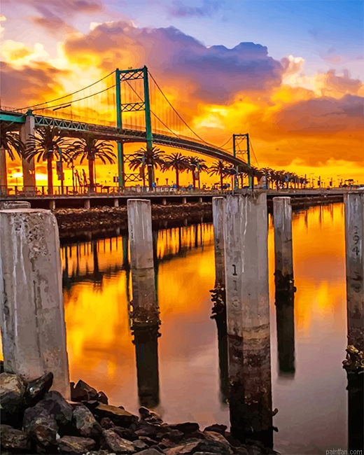 Long Beach Bridge California Sunset New Paint By Numbers.png
