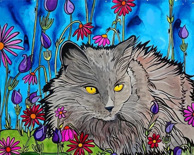 Long Hair Grey Cat Paint By Numbers.png