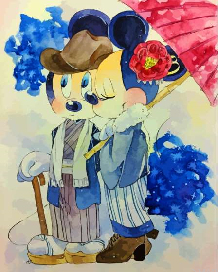 Lovely Mickey And Minnie Paint By Numbers.png