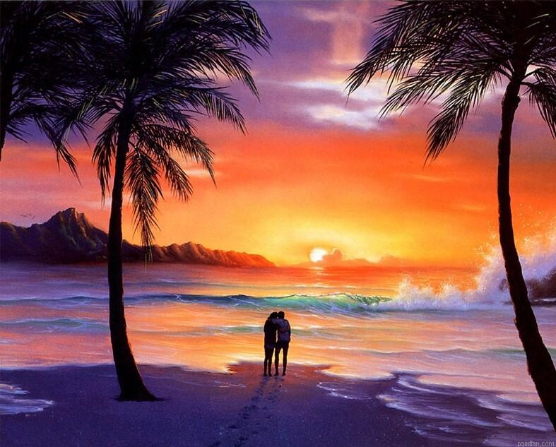 Lovers In Beach Paint By Numbers.png