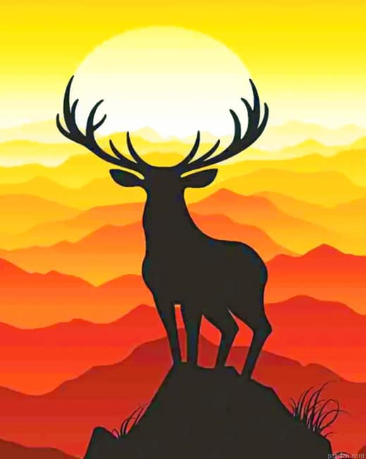 Male Deer Silhouette New Paint By Numbers.png