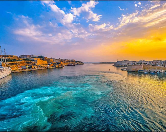 Malta Harbor Sunset Paint By Number.png
