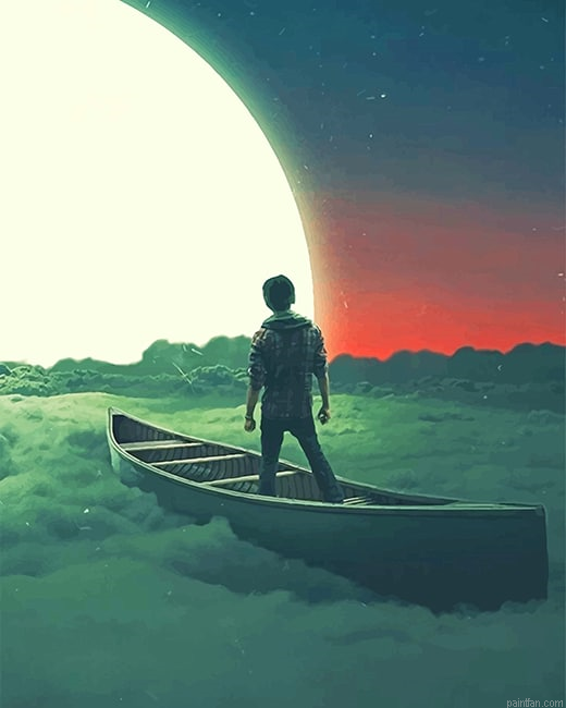 Man In A Boat Silhouette New Paint By Numbers.png