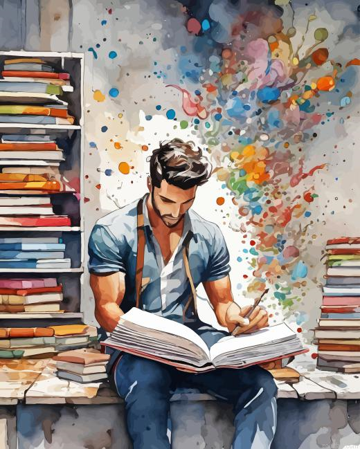 Man Reading A Book Paint By Numbers.png