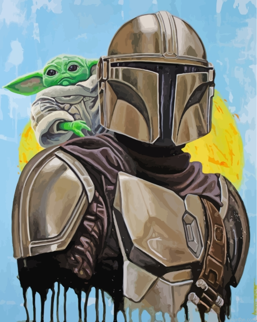 Mandalorian And Cute Baby Yoda Paint By Number.png