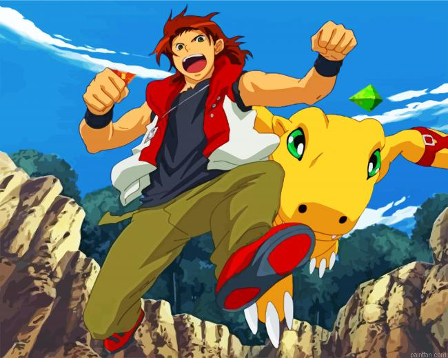 Masaru And Agumon Digimon Paint By Number.png