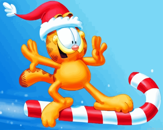 Merry Christmas Garfield The Cat Paint By Numbers.png