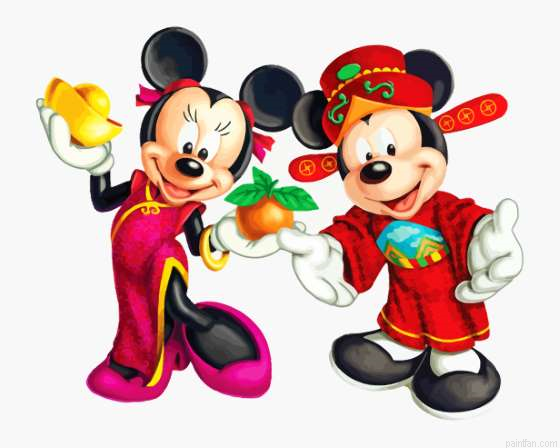 Mickey And Minnie In Japan Paint By Numbers.png