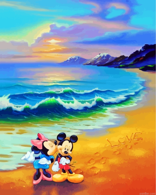 Mickey And Minnie Mouse In Beach Paint By Number.png