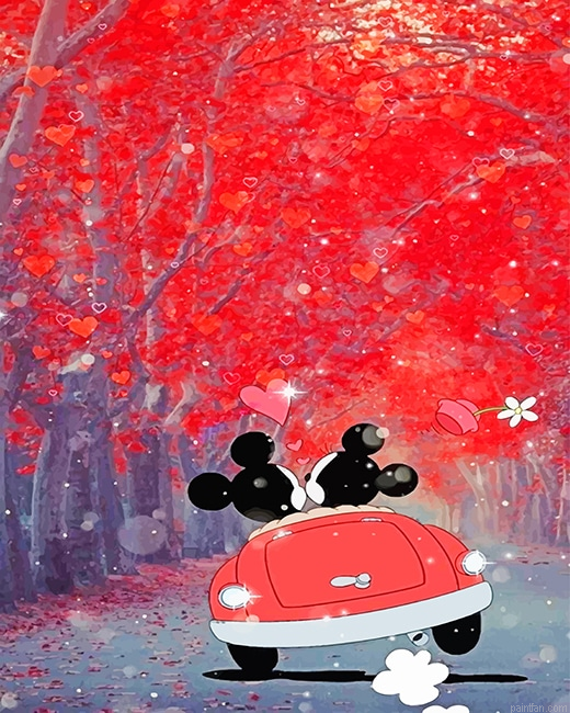 Mickey And Minnie In The Car New Paint By Numbers.png