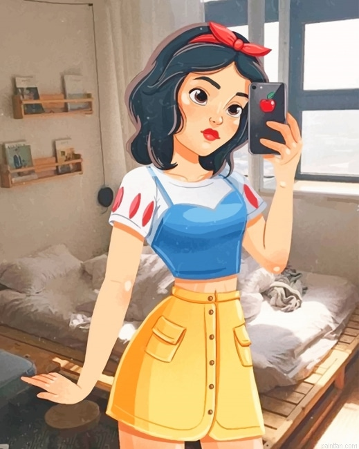 Modern Snow White Taking A Mirror Selfie New Paint By Numbers.png