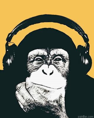 Monkey Headphones Illustration Paint By Numbers.png
