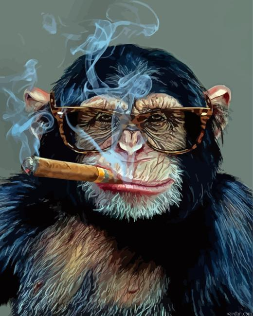 Monkey Smoking Cigar Paint By Numbers.png