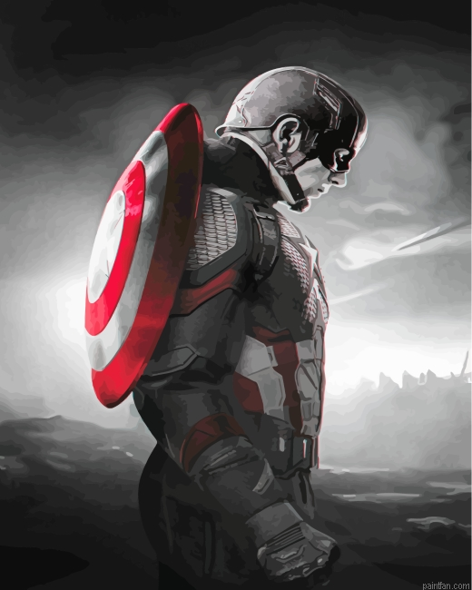 Monochrome Captain America Paint By Number.png