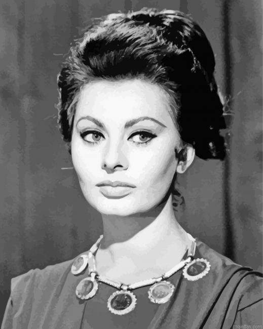 Monochrome Sophia Loren Paint By Numbers.png