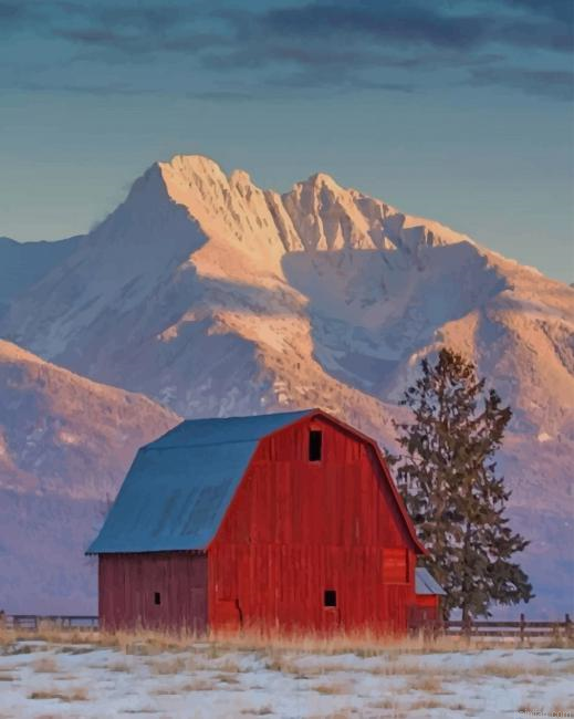 Montana Mountains And Barn New Paint By Numbers.png