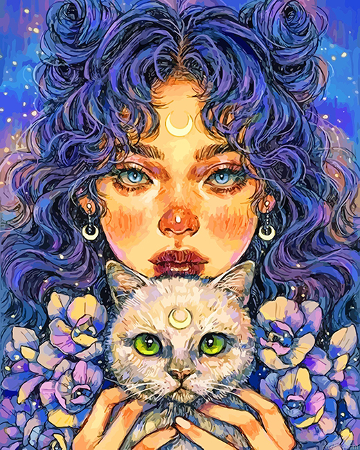 Moon Girl And Her Cat Paint By Number.png