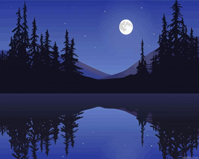 Moon Over Calm Lake Paint By Numbers.png