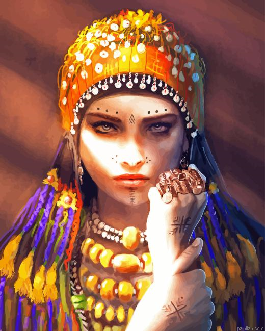 Moroccan Amazigh Girl Paint By Numbers.png