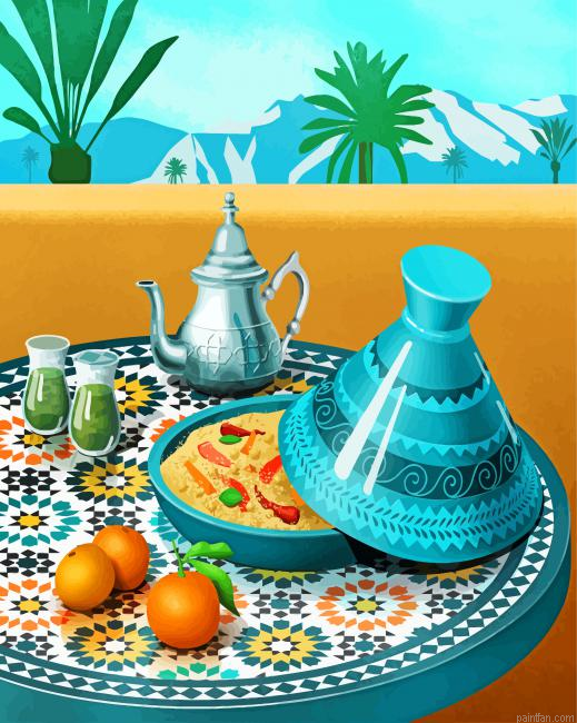 Moroccan Tajine And Mint Tea Paint By Number.png