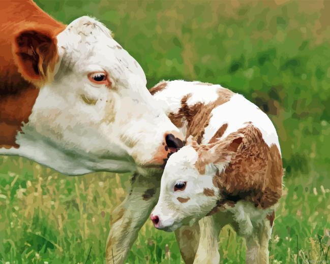Mother And Baby Cow Paint By Numbers.png
