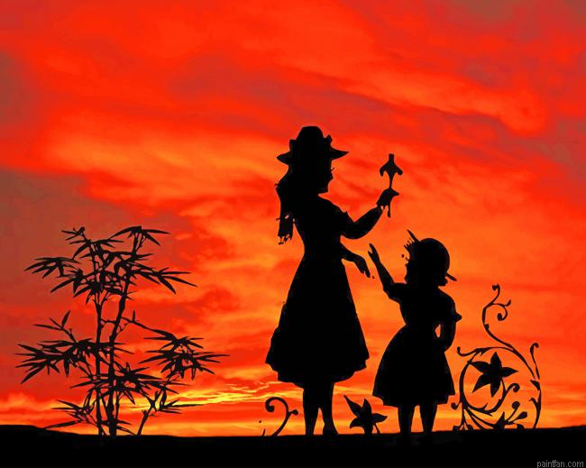 Mother Daughter Silhouette New Paint By Numbers.png